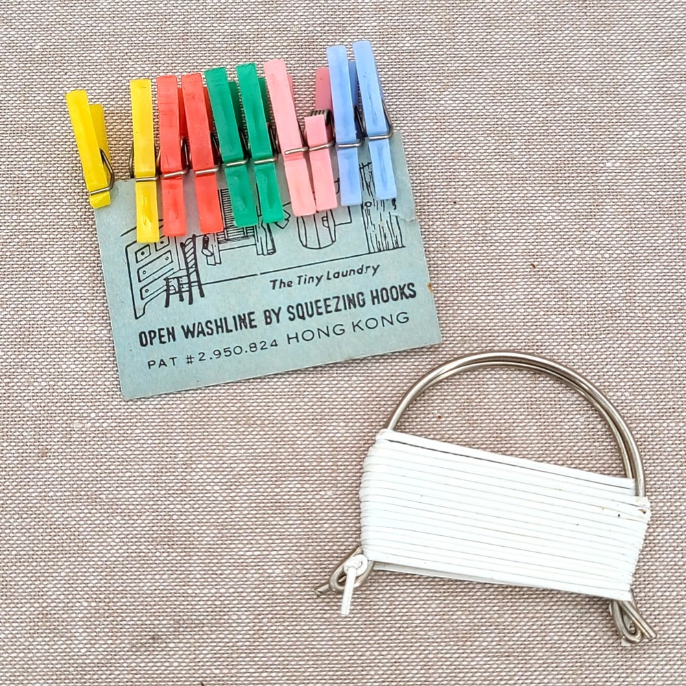 The Tiny Laundry Mini Washline 1" Clothespins Doll Clothes Pins Hong Kong Lot